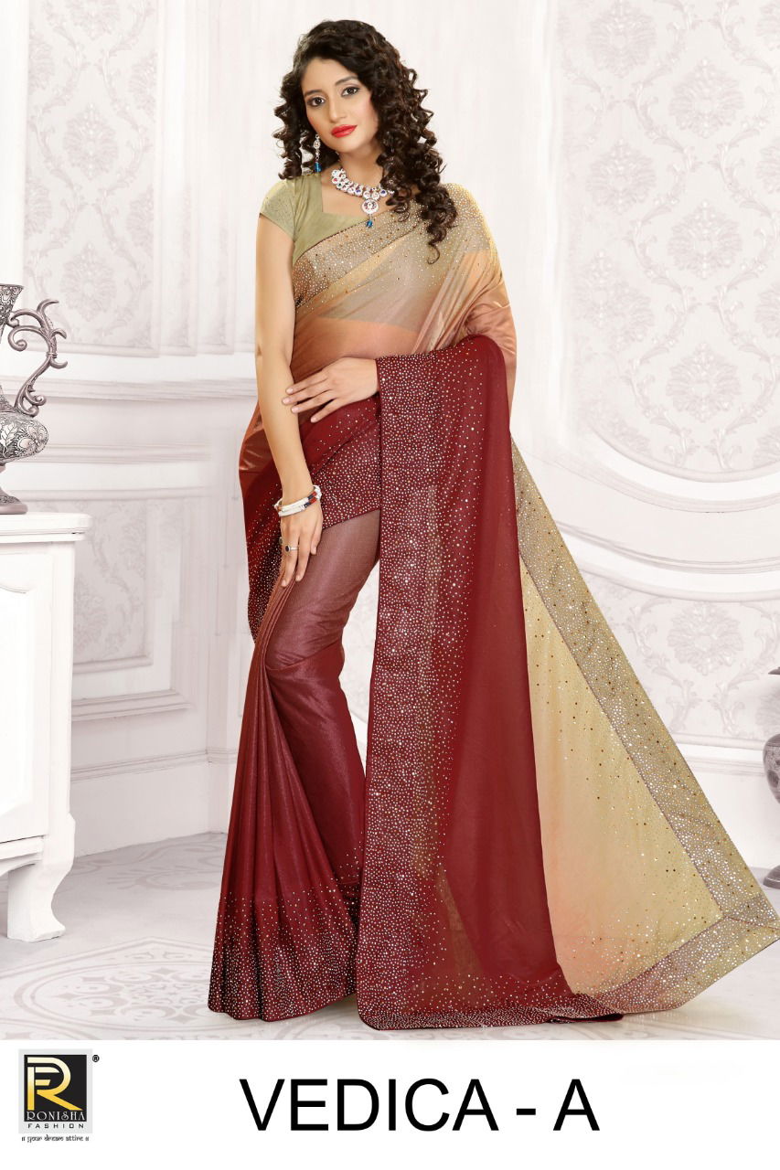 Ronisha Vedica Latest Heavy Designer Lycra Party Wear Fancy Saree Collection
